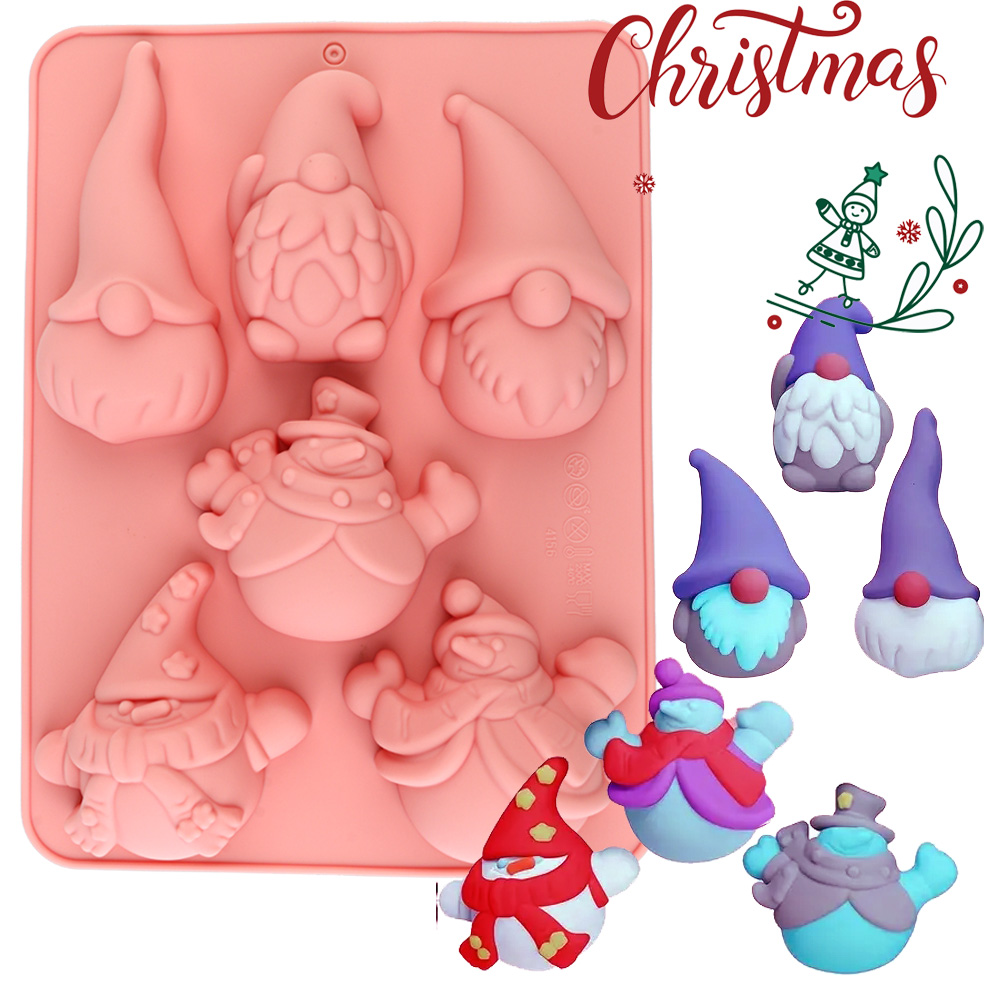 Candle Making Los Angeles - 6-Cavity Christmas Gnome Cake Chocolate Silicone