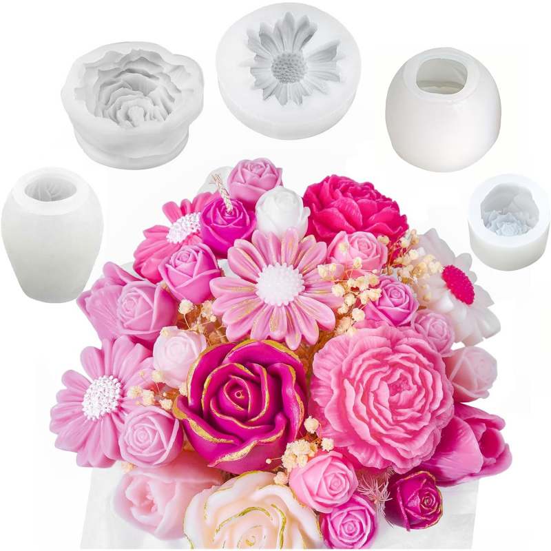 5Flower Candle Mold Set，3D Flo - Candle Making Kit Wholesale review and price